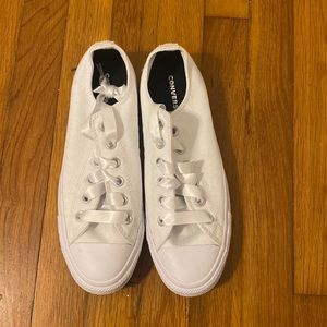 White Converse with Satin Laces